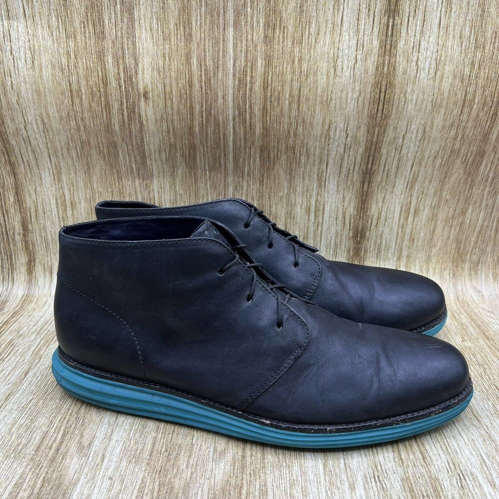 Cole Haan Lunargrand Chukka Leather Boot Casual C11721 Black Teal Mens Size 13